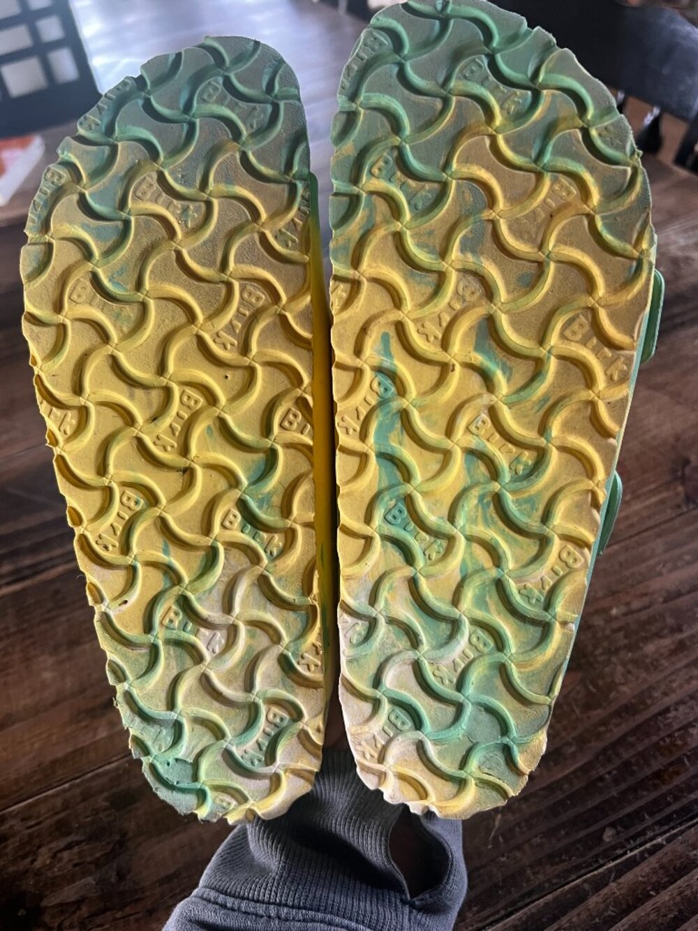 Birkenstock Green Yellow Tie Dye Arizona Lightweight EVA Sandals size 37 - Picture 5 of 6
